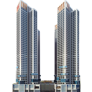 회색 아파트가 두 채